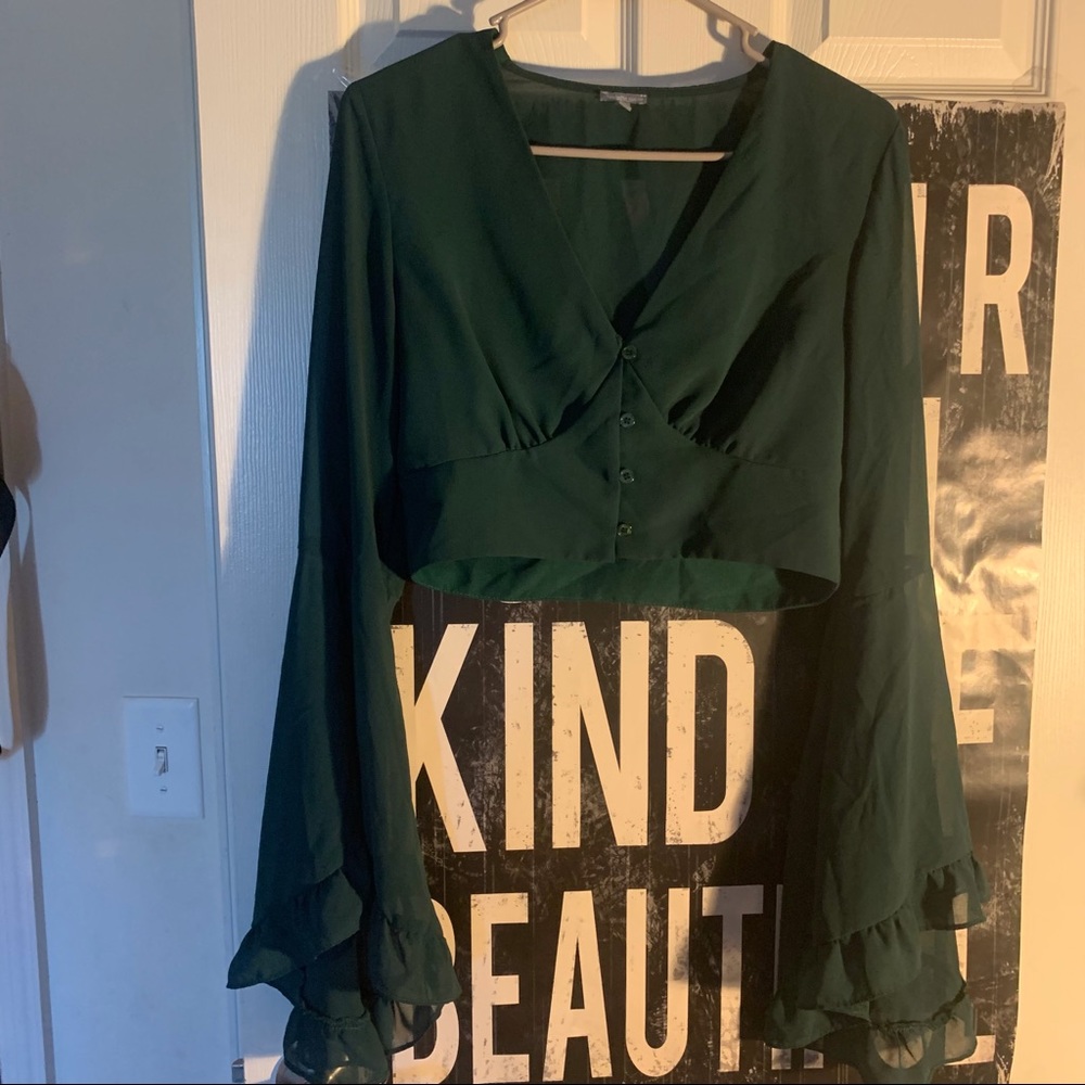 Cropped Bell Sleeve Top